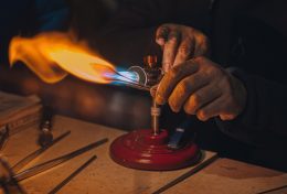 Super insulated foam torched in man’s hand (right before he eats it)
