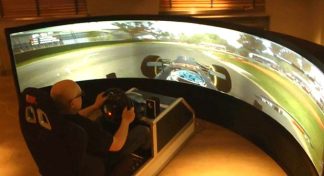 160-inch curved screen has everthing but the wind in your face for F1 gaming fanatics