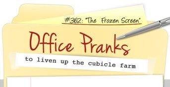 Frozen Computer Screen Office Prank: How-To Infographic