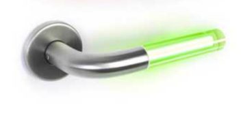 Lightsaber door handle changes color when occupied