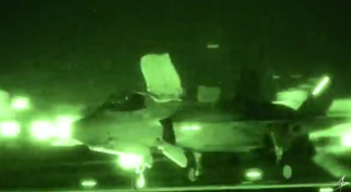 The F-35B vertical hover and night landing is epic
